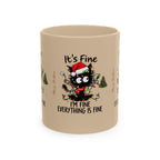 Xmas Cat in lights - Coffee Cup
