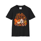 Hello Fall T-Shirt – Autumn Pumpkin Coffee Graphic Tee