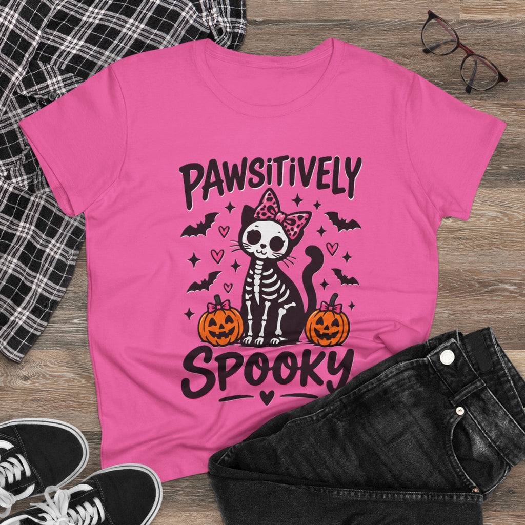 Pawsitively Spooky Cat Tee — Halloween Skeleton Kitten Shirt