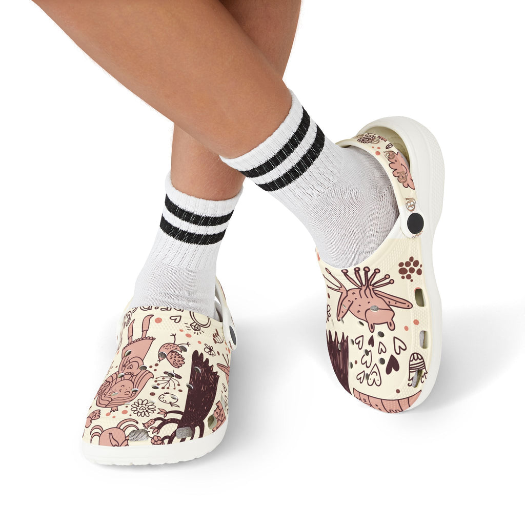 Kids Floral Fantasy Foam Clogs — Cute Princess & Animal All-Over Print