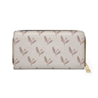 Floral Taupe Zipper Wallet — Neutral Rosebud Patterned Wallet