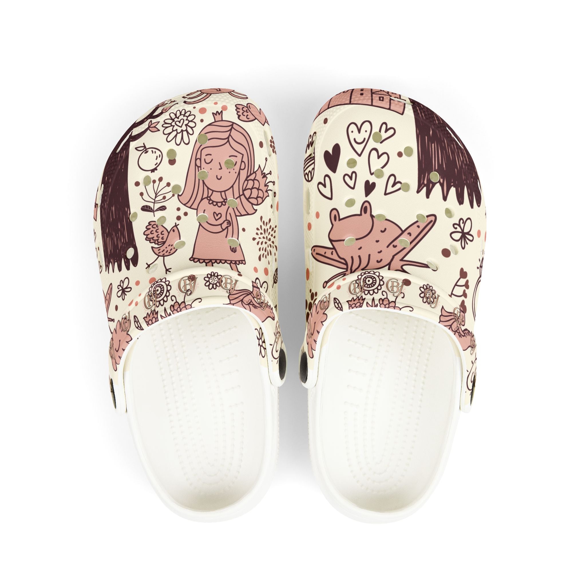 Kids Floral Fantasy Foam Clogs — Cute Princess & Animal All-Over Print