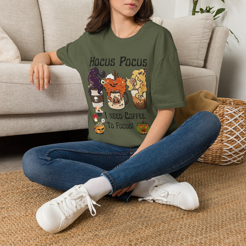 Hocus Pocus Coffee Tee — Cute Witch Sisters Halloween T‑Shirt