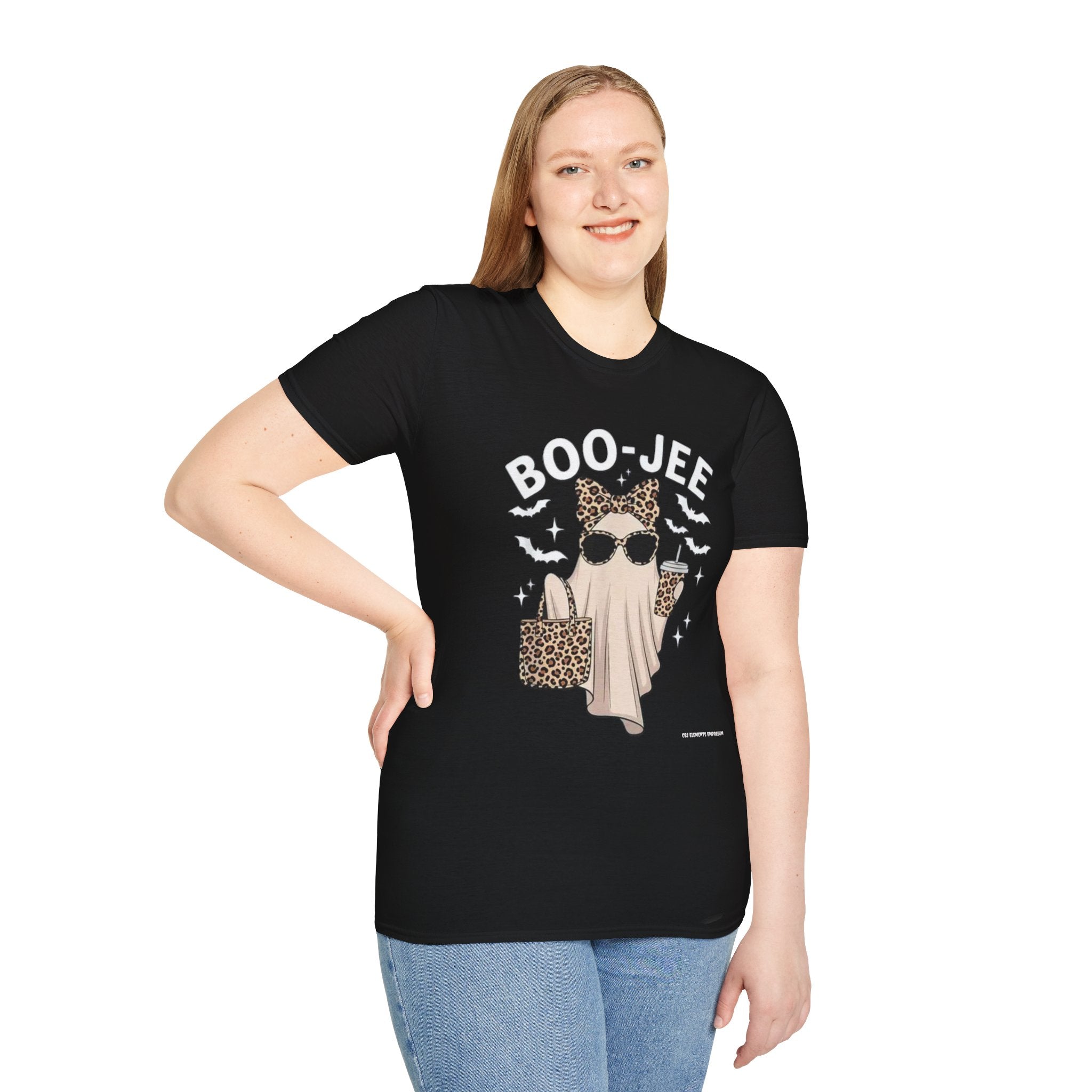 Boo Jee Ghost Tee — Cute Leopard Ghost Graphic T-Shirt for Fall & Halloween