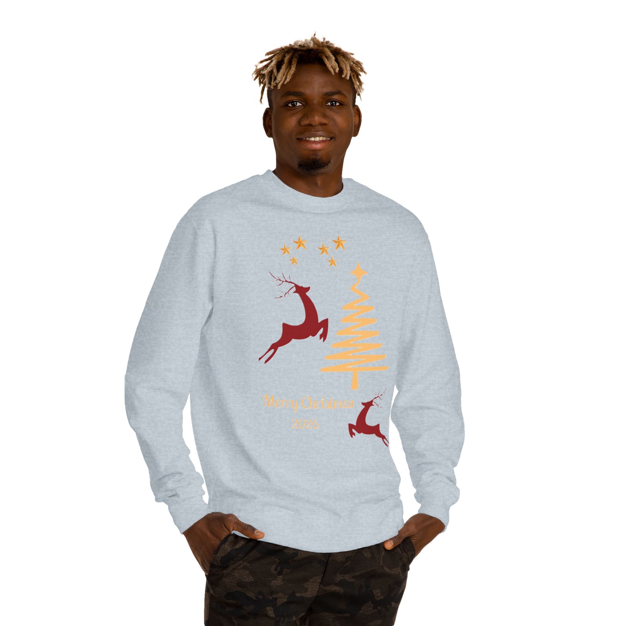 Christmas Reindeer Crewneck Sweatshirt - "Merry Christmas 2020" Holiday Sweater