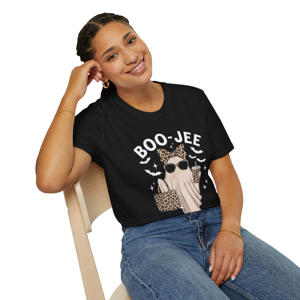 Boo Jee Ghost Tee — Cute Leopard Ghost Graphic T-Shirt for Fall & Halloween