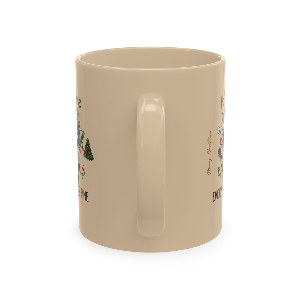 Xmas Cat in lights - Coffee Cup