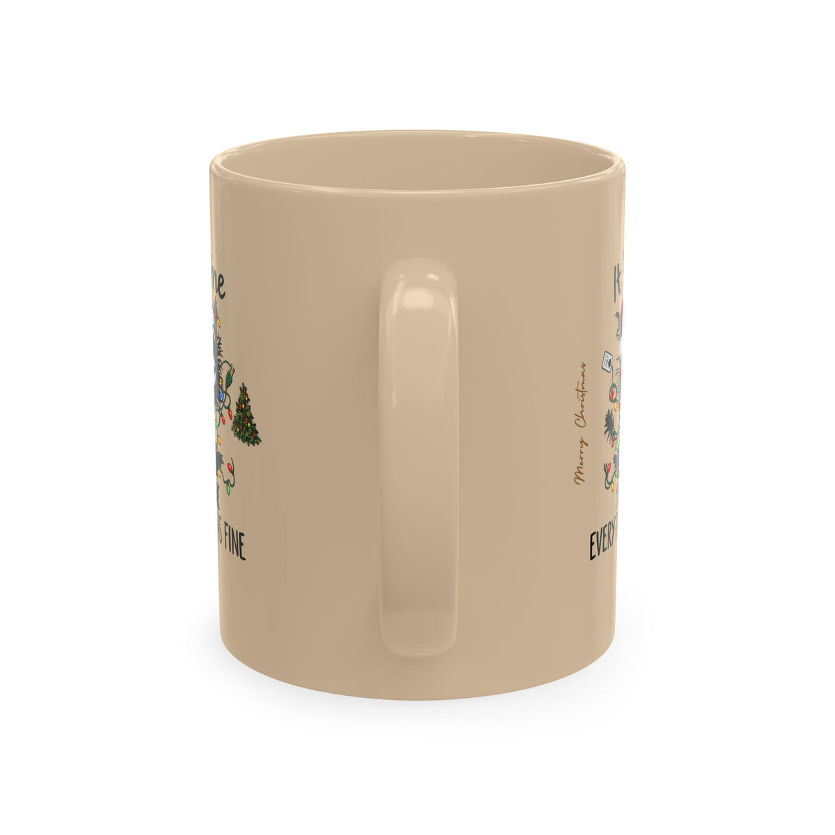 Xmas Cat in lights - Coffee Cup