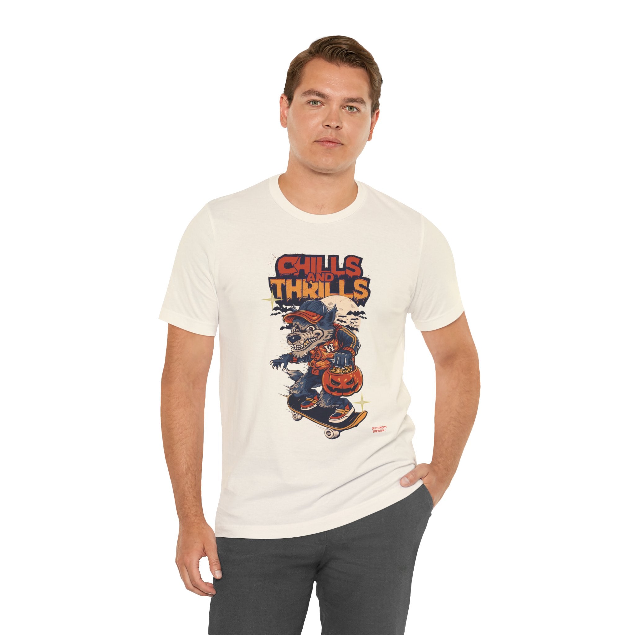 Chills and Thrills Skateboard Halloween T‑Shirt