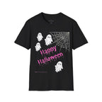 Halloween Ghosts Tee — "Happy Halloween" Spiderweb Graphic