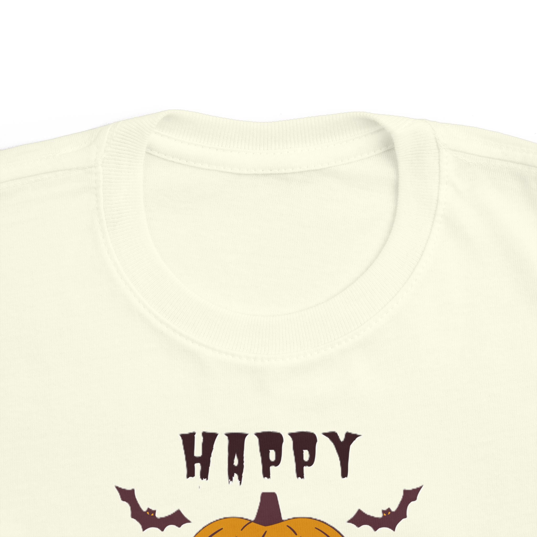 Toddler Halloween T‑Shirt — 'Happy Halloween' Smiling Jack‑O'-Lantern Tee