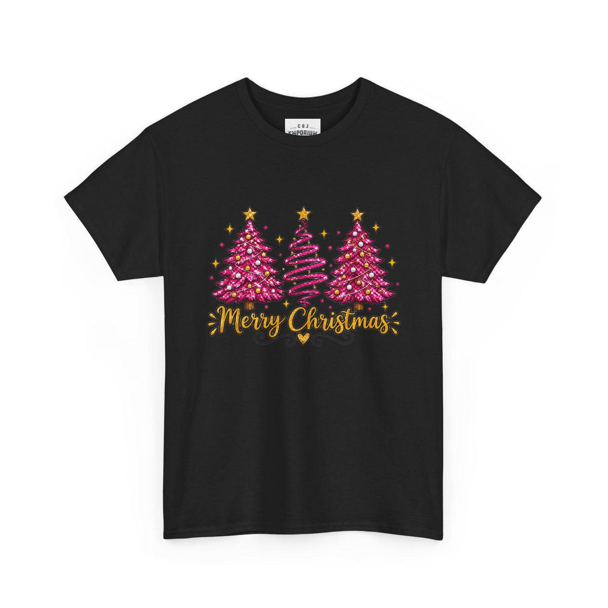 Christmas Tree Tee — Pink  "Merry Christmas" Holiday Shirt