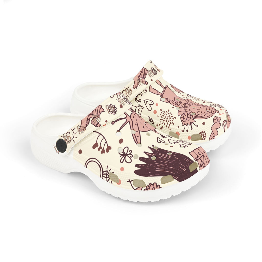 Kids Floral Fantasy Foam Clogs — Cute Princess & Animal All-Over Print
