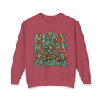 Merry Christmas Teal Leopard Tree Crewneck Sweatshirt