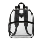 Clear Backpack with Black Heart Accent – Transparent School & Event Bag