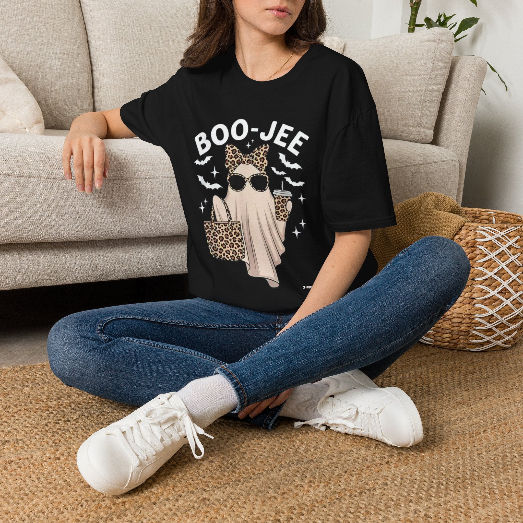 Boo Jee Ghost Tee — Cute Leopard Ghost Graphic T-Shirt for Fall & Halloween