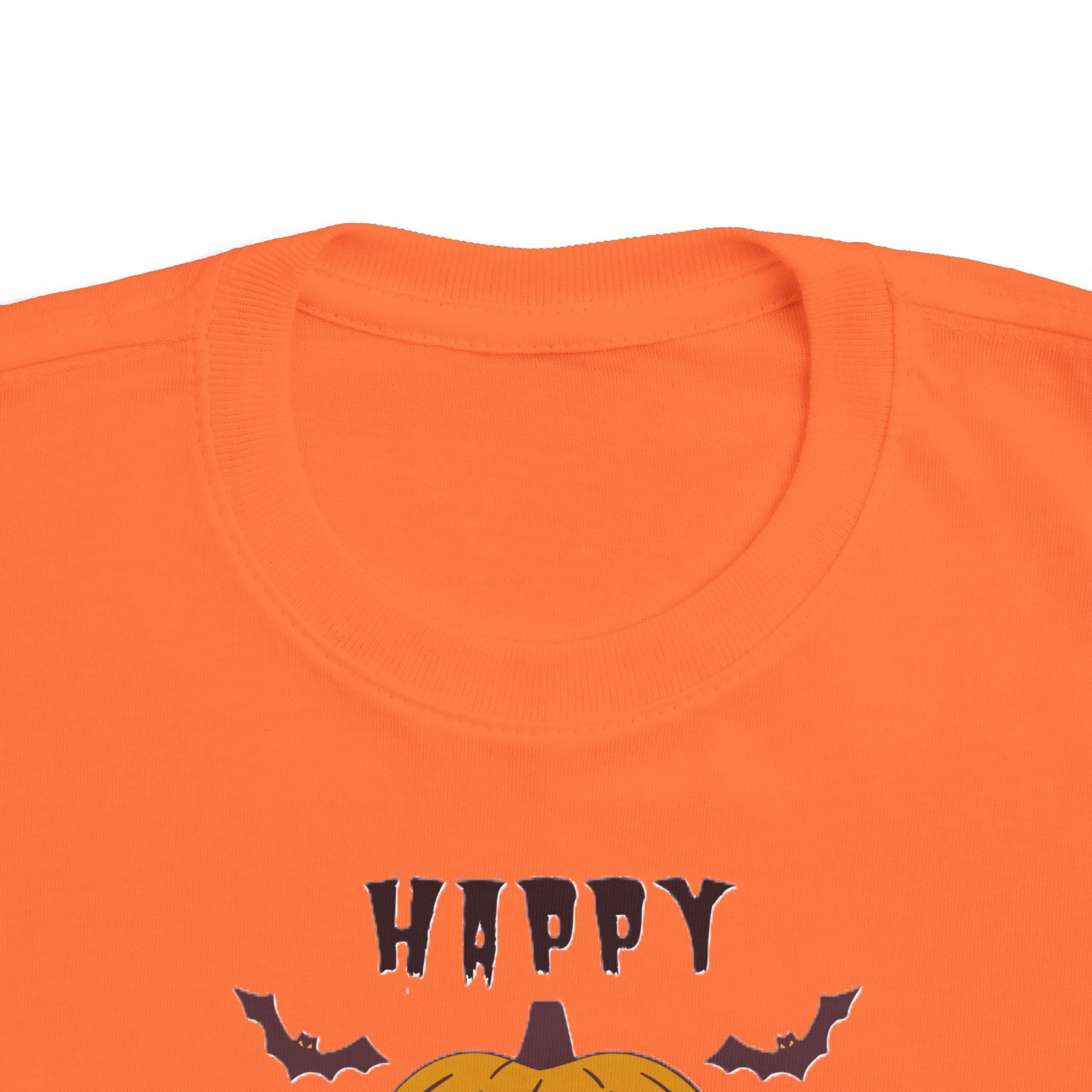 Toddler Halloween T‑Shirt — 'Happy Halloween' Smiling Jack‑O'-Lantern Tee