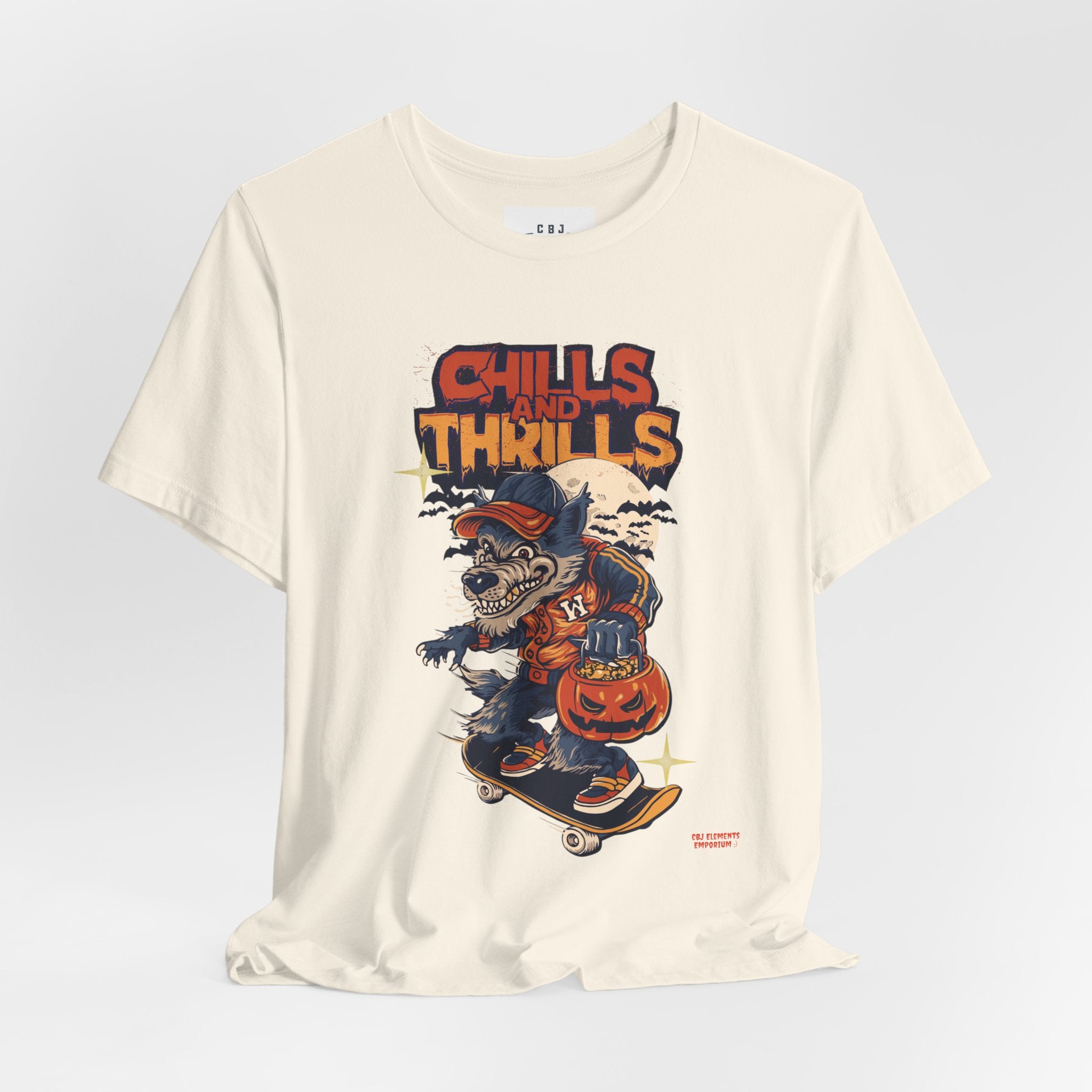 Chills and Thrills Skateboard Halloween T‑Shirt