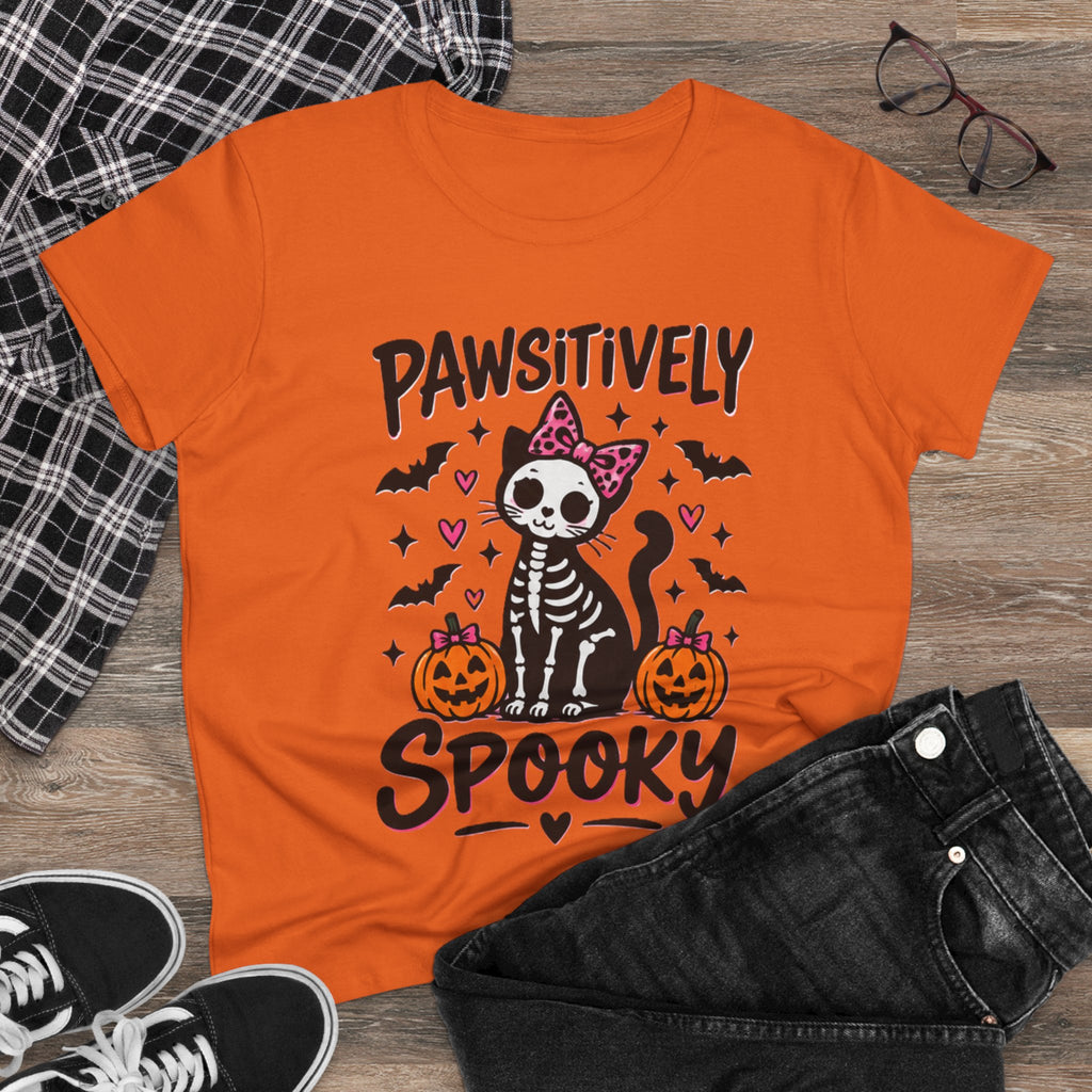 Pawsitively Spooky Cat Tee — Halloween Skeleton Kitten Shirt