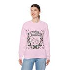 Christmas Mug Wreath Sweatshirt — "Merry Christmas" Festive Holiday Crewneck