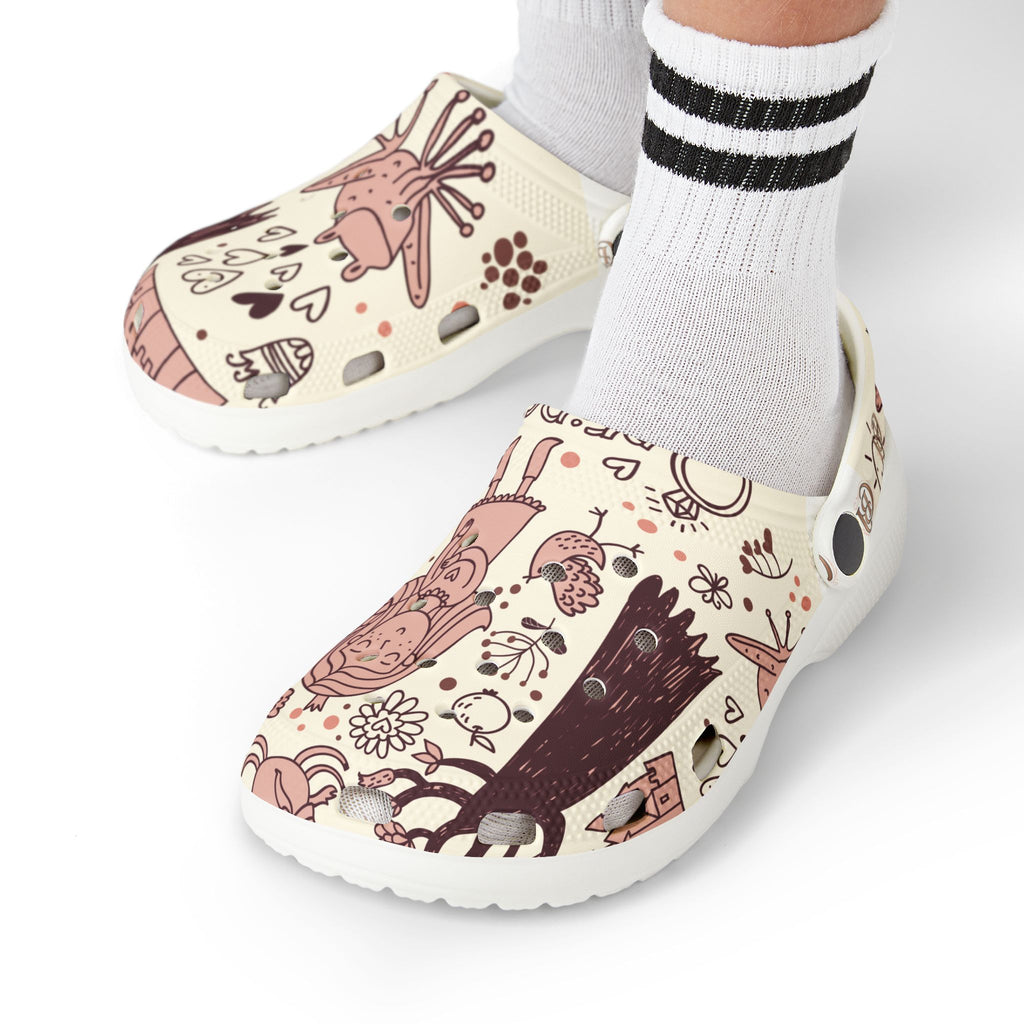 Kids Floral Fantasy Foam Clogs — Cute Princess & Animal All-Over Print