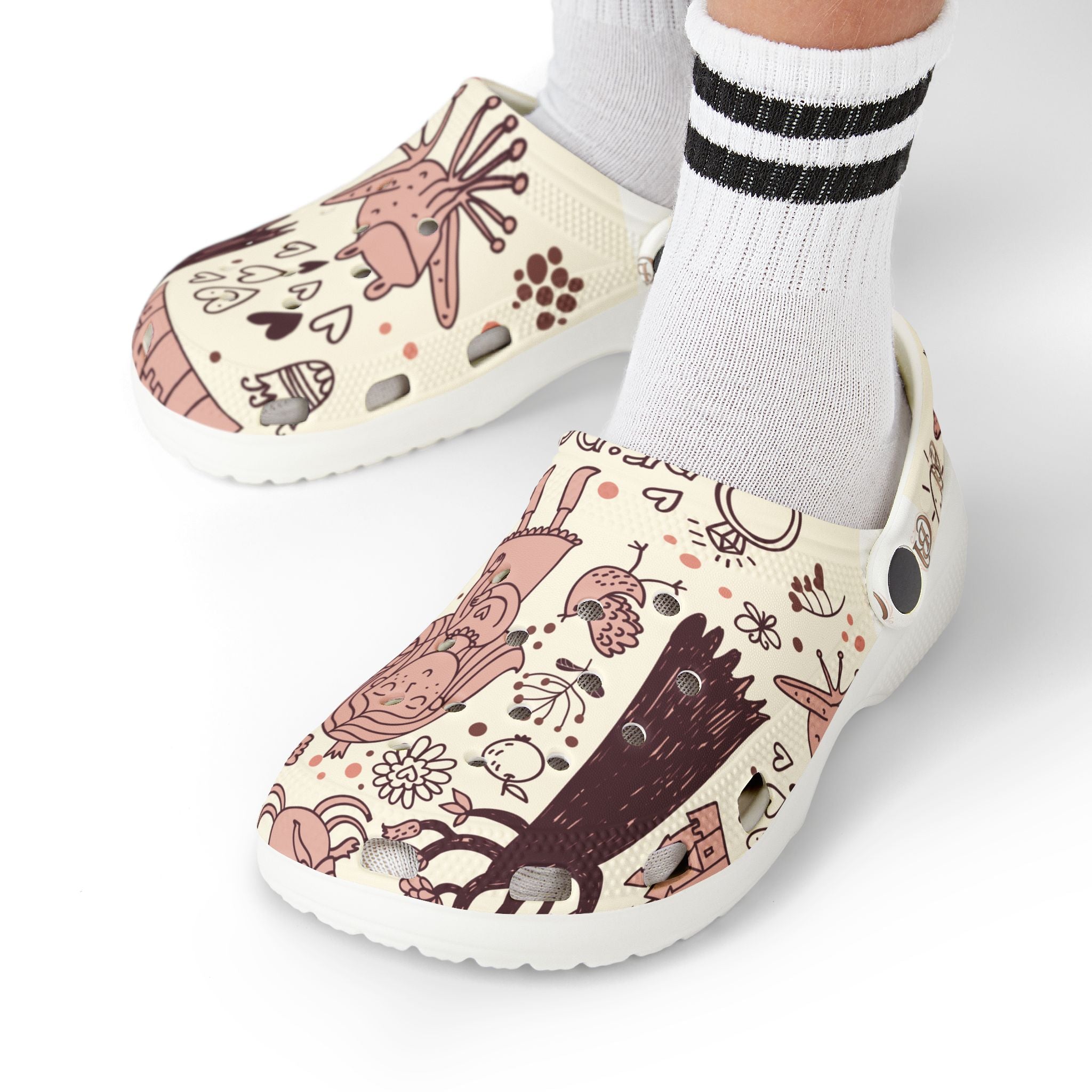 Kids Floral Fantasy Foam Clogs — Cute Princess & Animal All-Over Print