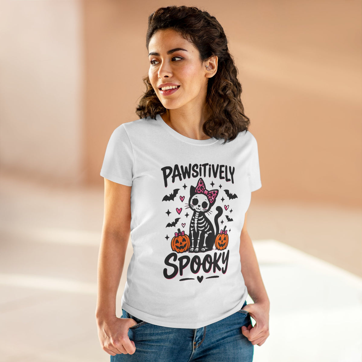 Pawsitively Spooky Cat Tee — Halloween Skeleton Kitten Shirt