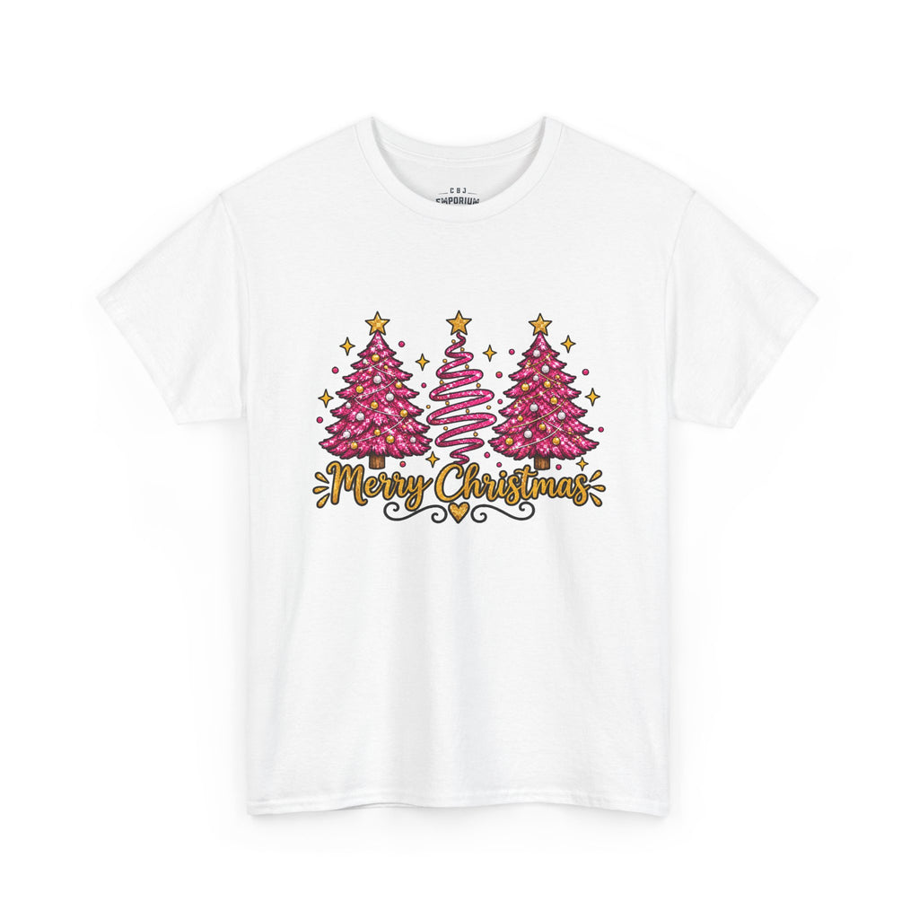 Christmas Tree Tee — Pink  "Merry Christmas" Holiday Shirt
