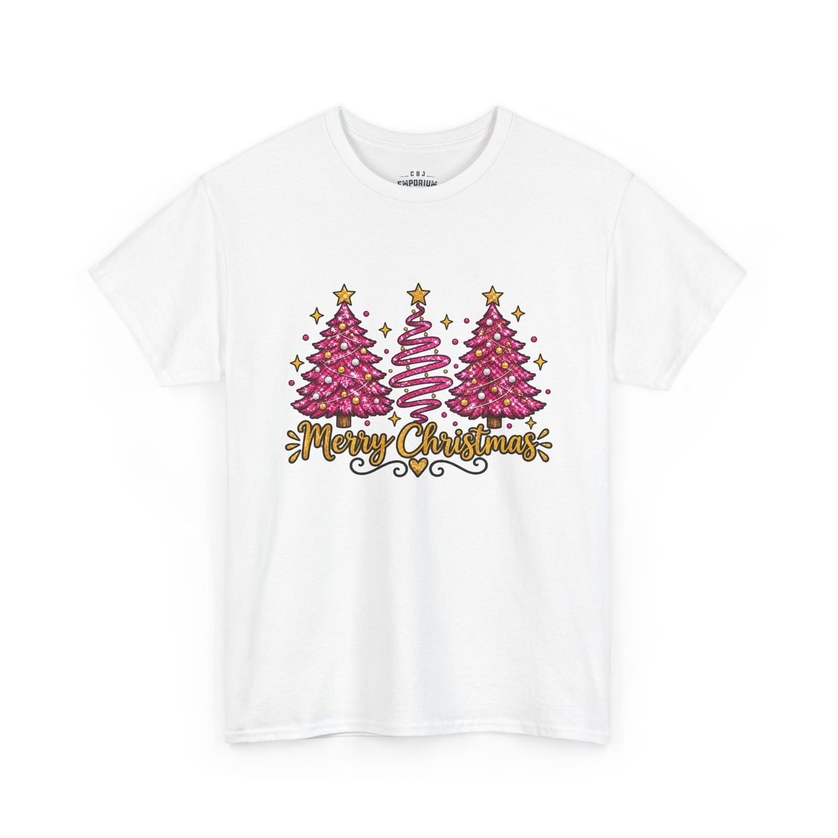 Christmas Tree Tee — Pink  "Merry Christmas" Holiday Shirt