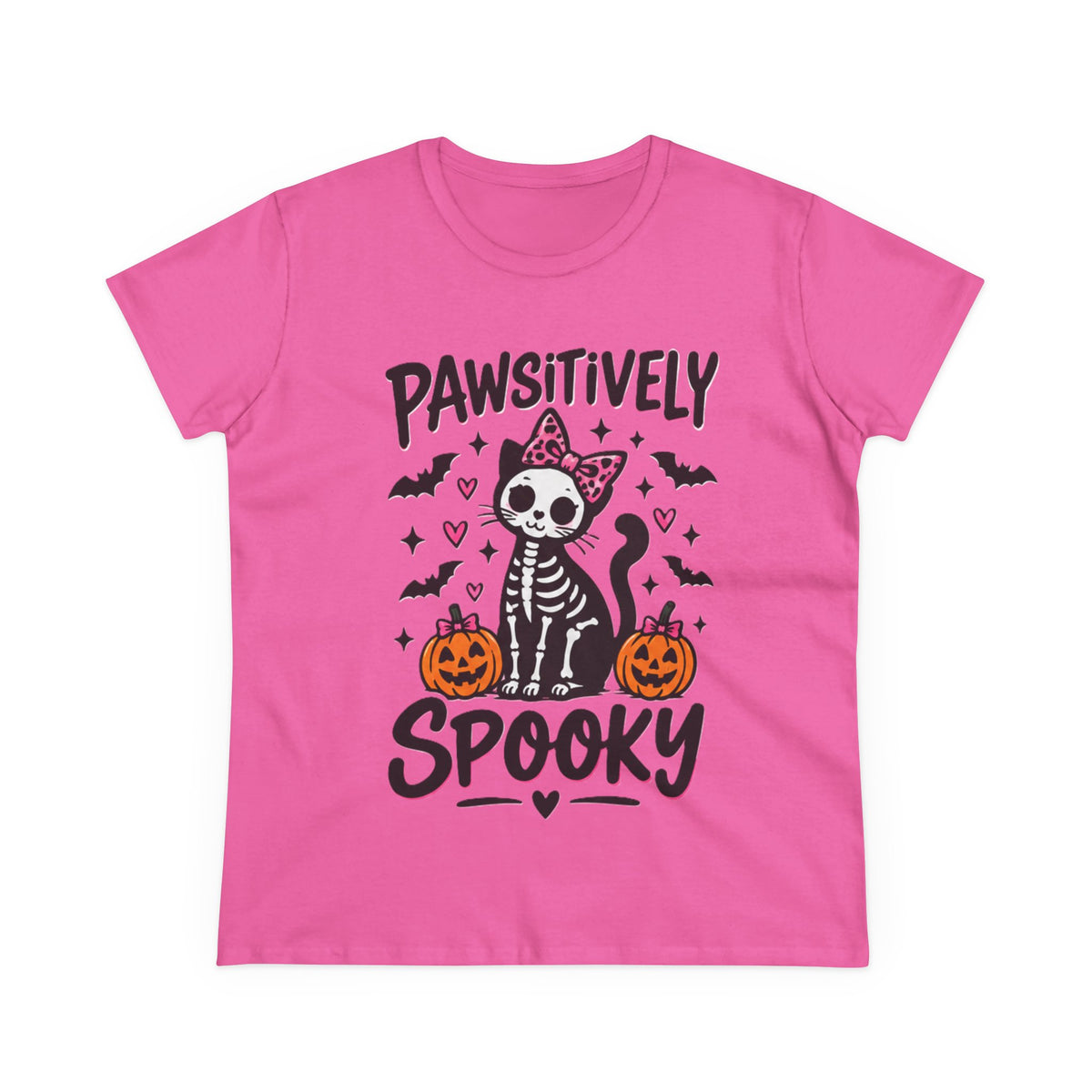 Pawsitively Spooky Cat Tee — Halloween Skeleton Kitten Shirt
