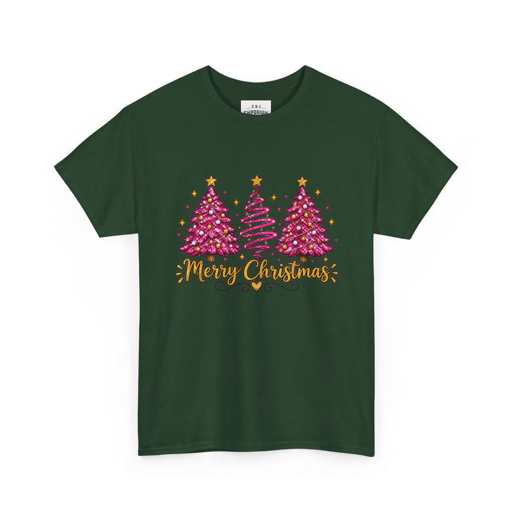 Christmas Tree Tee — Pink  "Merry Christmas" Holiday Shirt