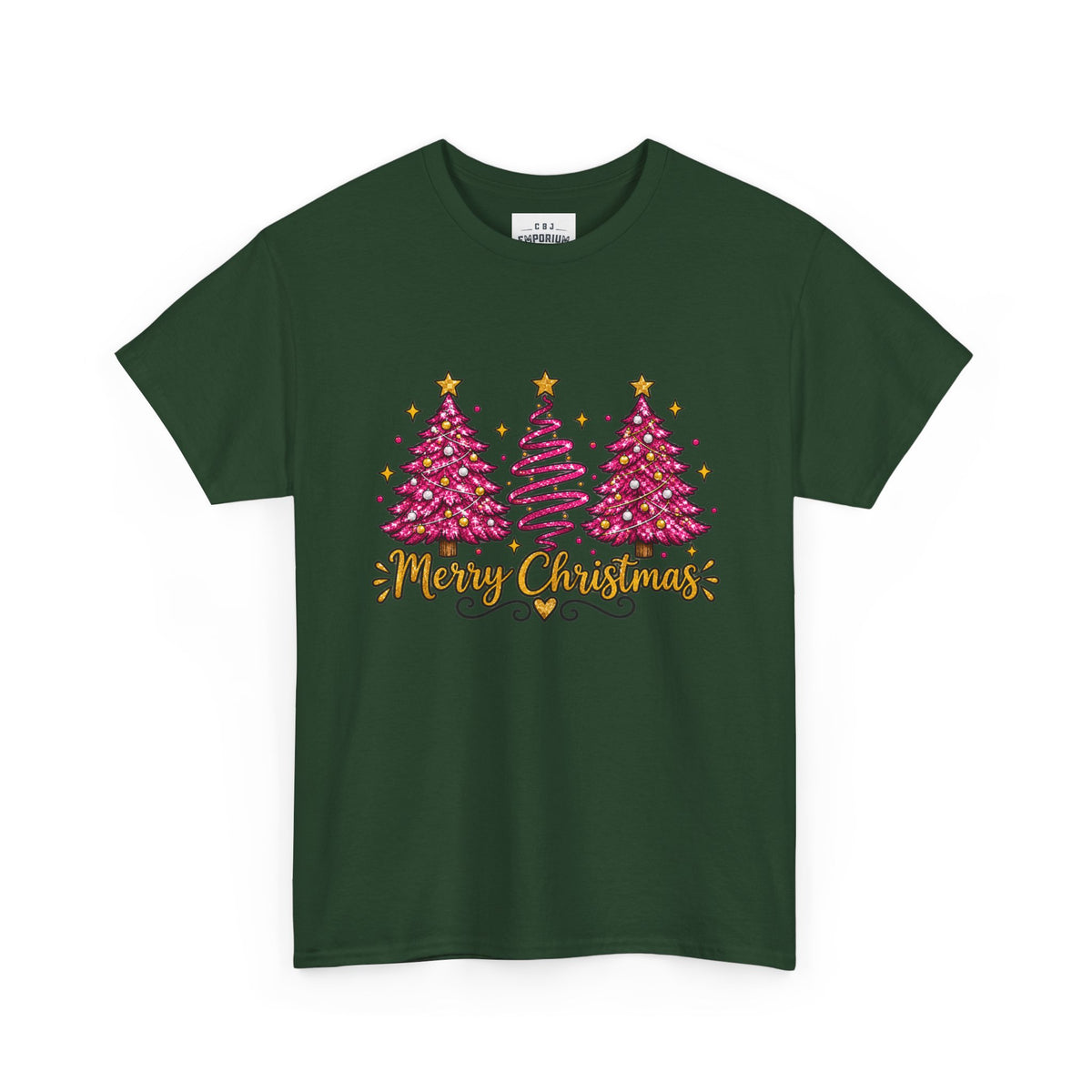 Christmas Tree Tee — Pink  "Merry Christmas" Holiday Shirt