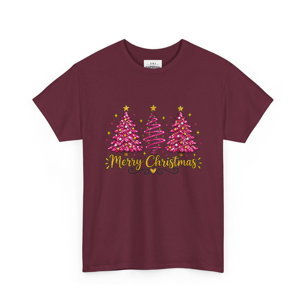 Christmas Tree Tee — Pink  "Merry Christmas" Holiday Shirt