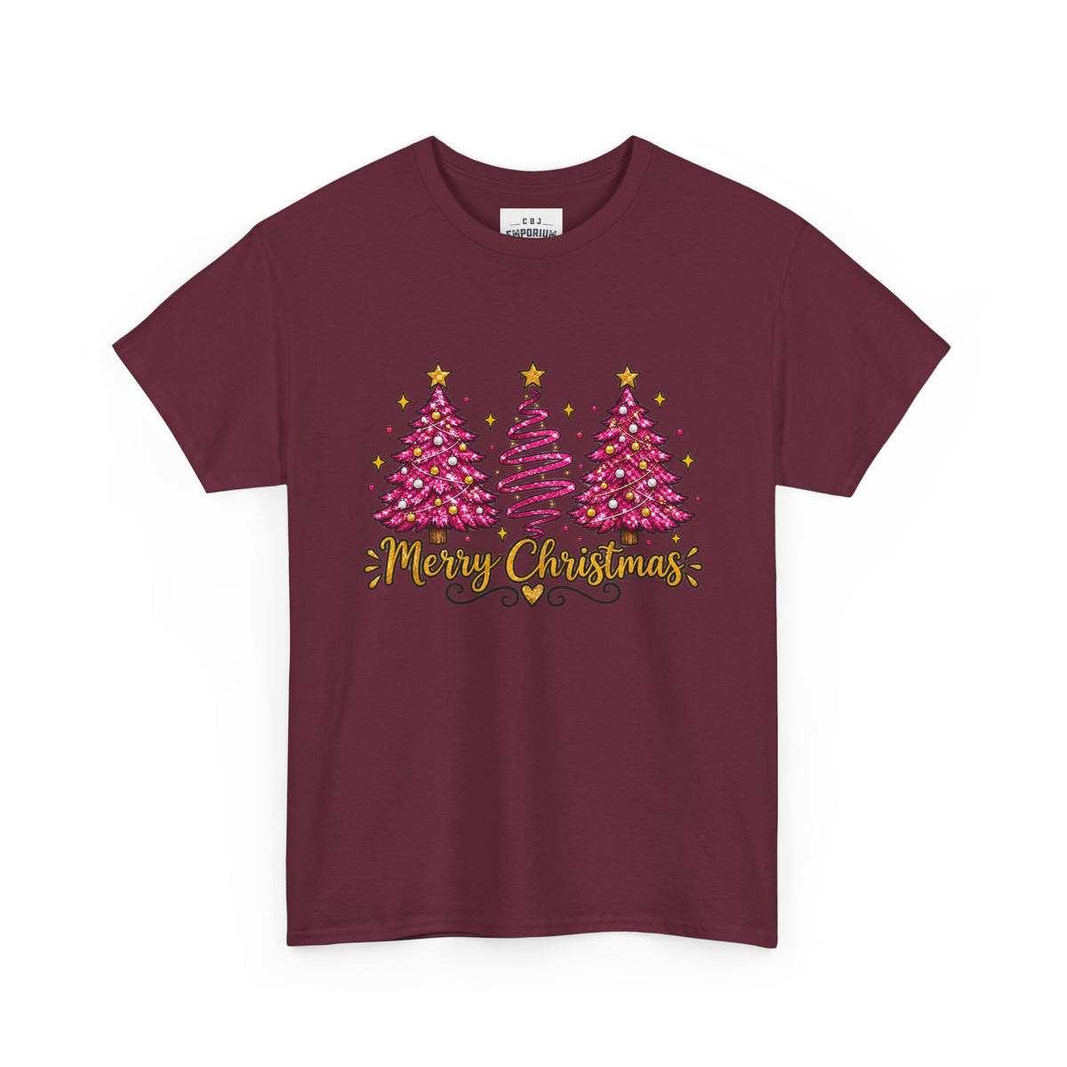 Christmas Tree Tee — Pink  "Merry Christmas" Holiday Shirt