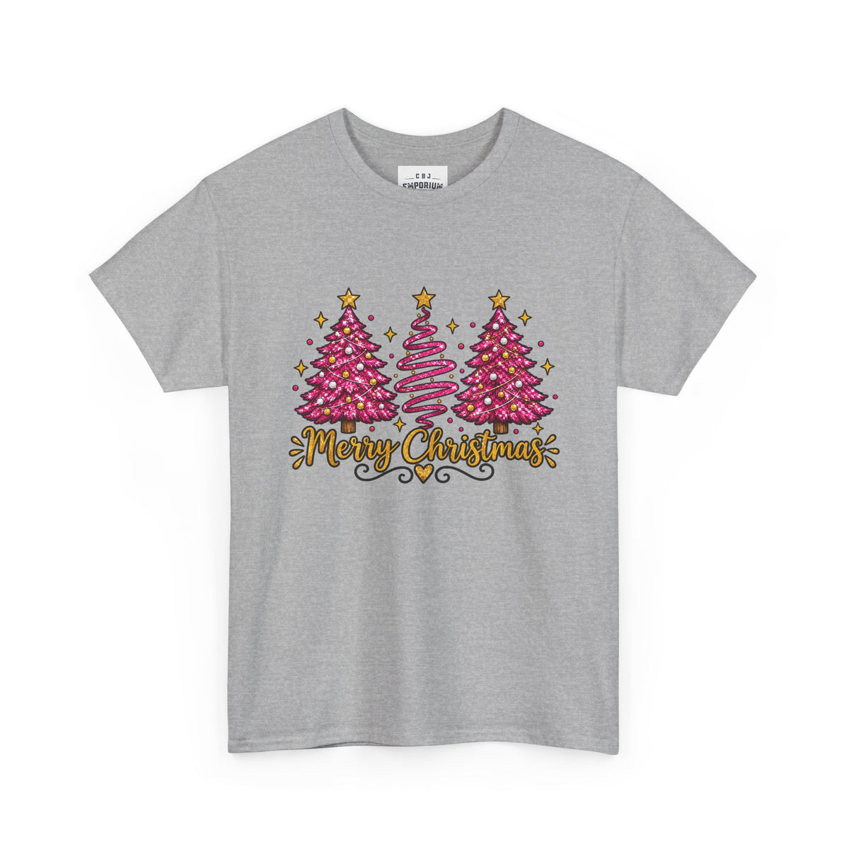 Christmas Tree Tee — Pink  "Merry Christmas" Holiday Shirt