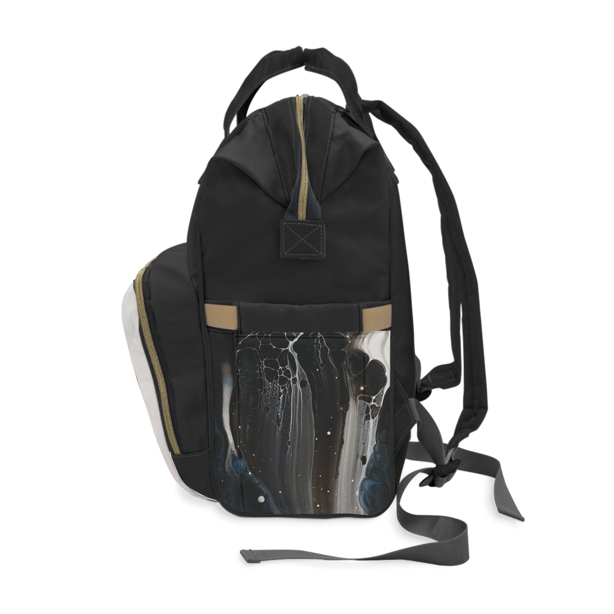 Diaper Backpack — Black Marble Multifunctional Baby Bag