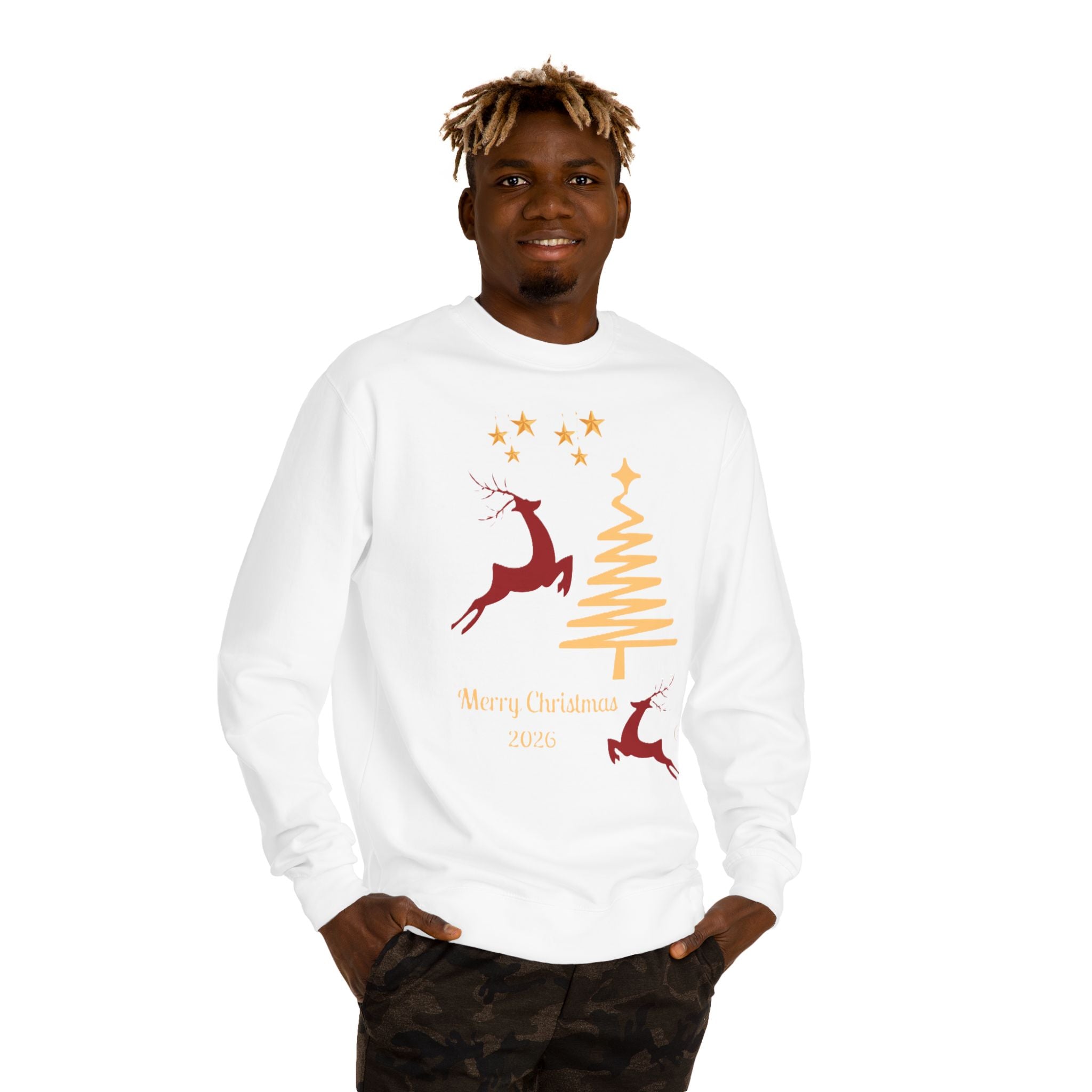 Christmas Reindeer Crewneck Sweatshirt - "Merry Christmas 2020" Holiday Sweater